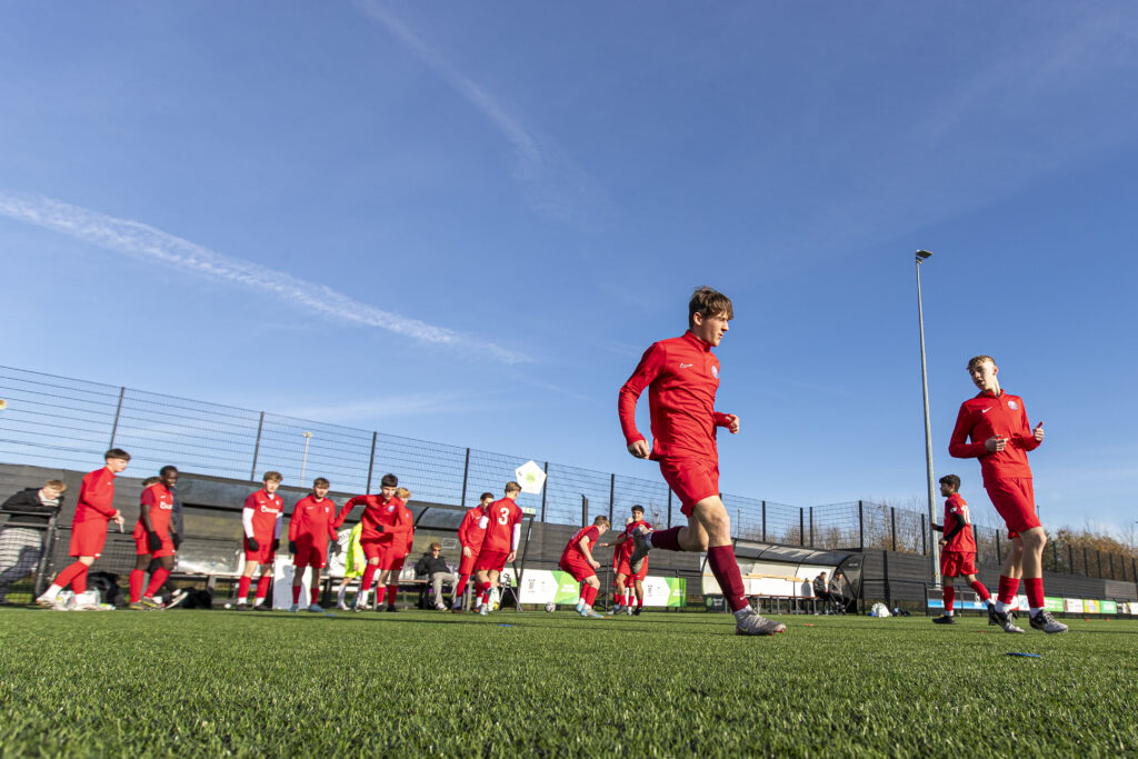 Photo of HFA Boys warming up.